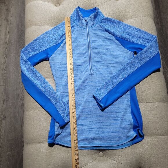Athleta Running Wild Half Zip Macaw Blue Heather Womens Small - Picture 12 of 13